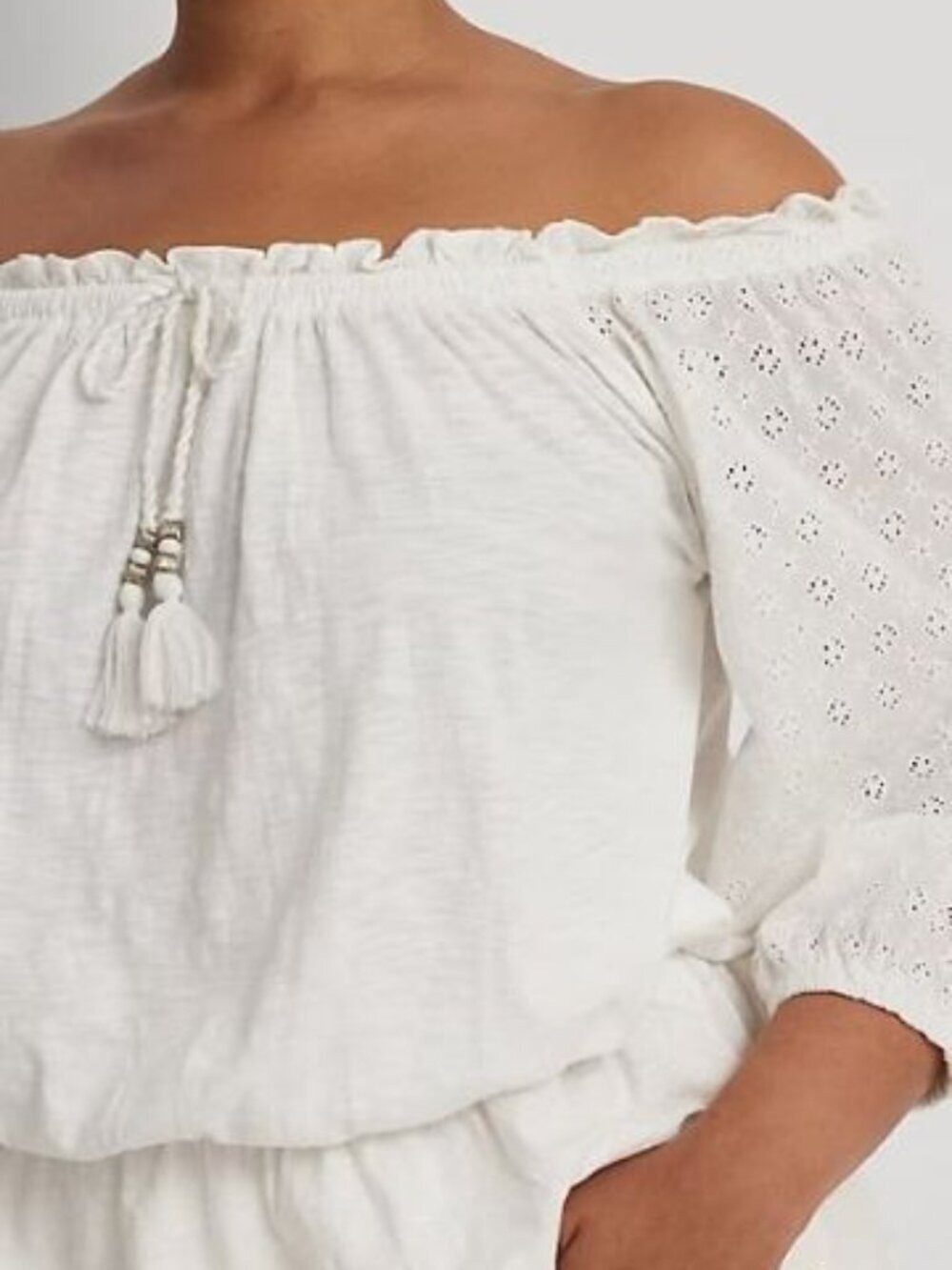 NEW Ralph Lauren Women's 2X Off-the-Shoulder Eyelet Jersey Top • Reg Price $125 - Picture 4 of 5